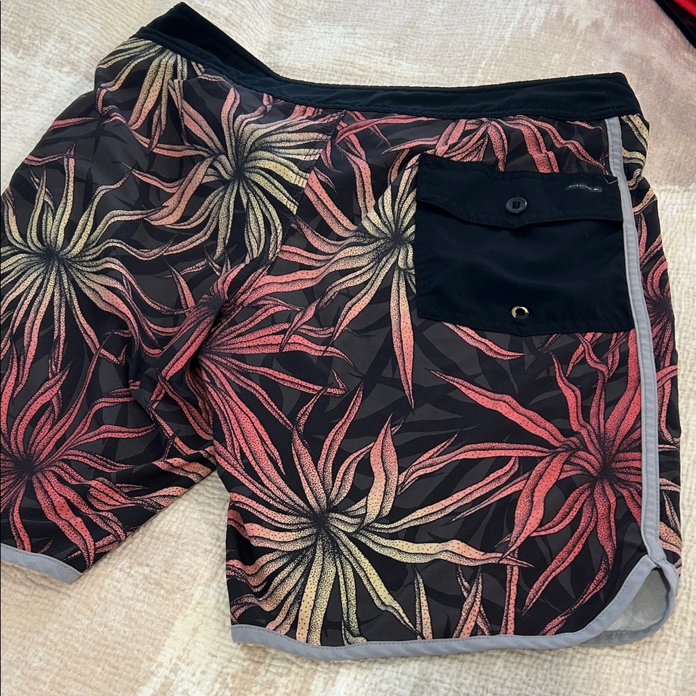 Quiksilver Black and Red Floral Board Shorts